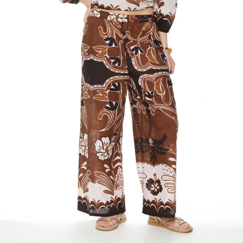 WADOS - PANTALON WIDE LEG ESTAMPADO TIRO ALTO PRETINA BASICA