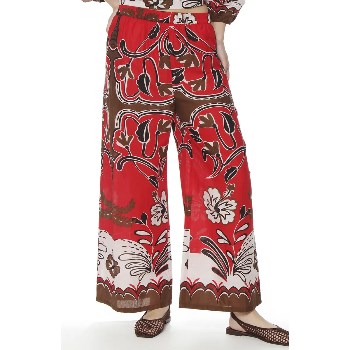 WADOS - PANTALON WIDE LEG ESTAMPADO TIRO ALTO PRETINA BASICA