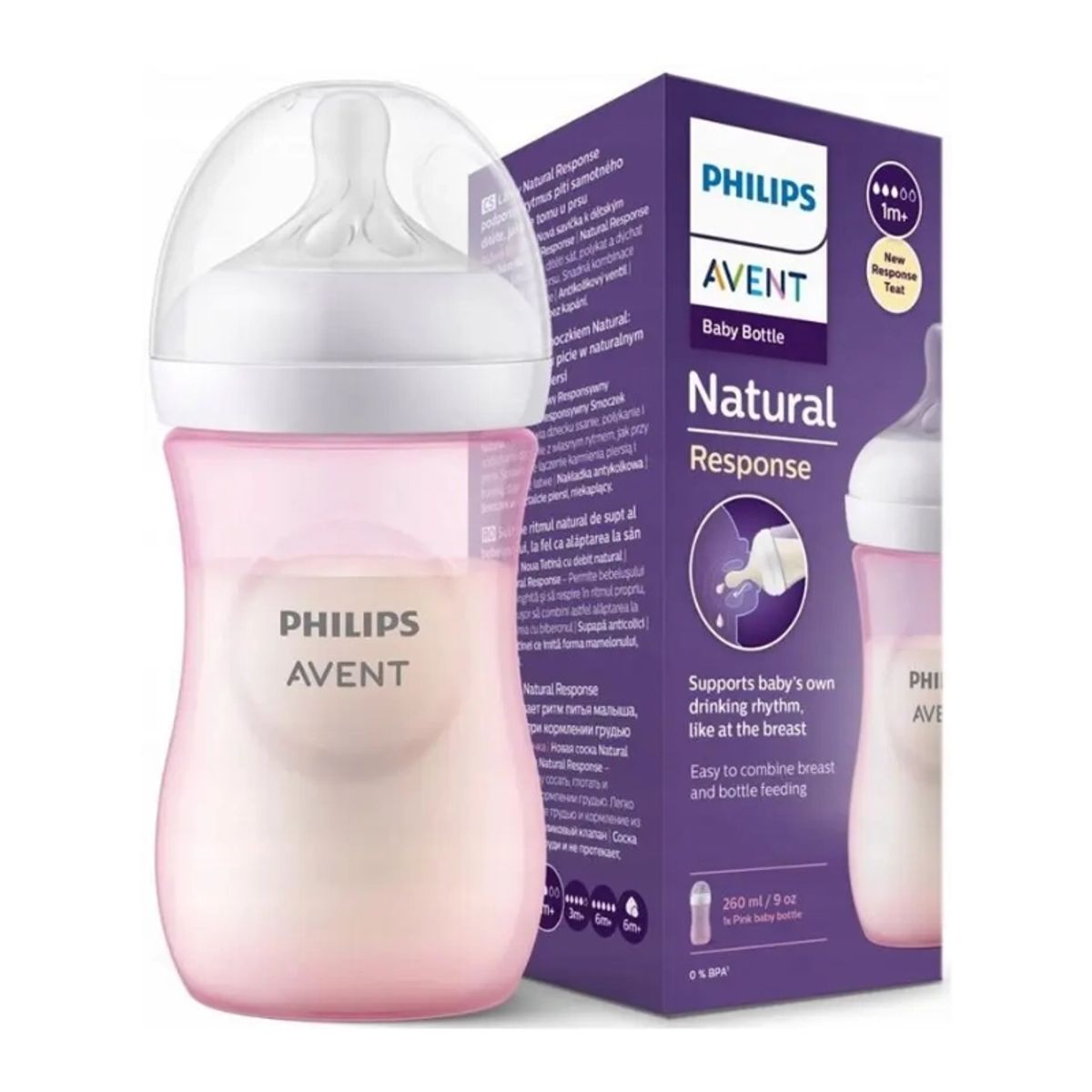 AVENT - Mamadera Avent Natural Response 260ml 1m+ Rosa