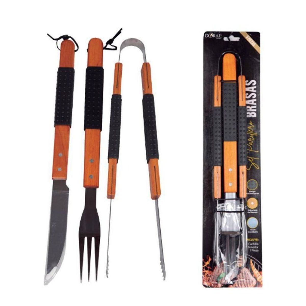 DORAL - SET PARRILLERO BRASAS 3 PIEZAS  DORAL