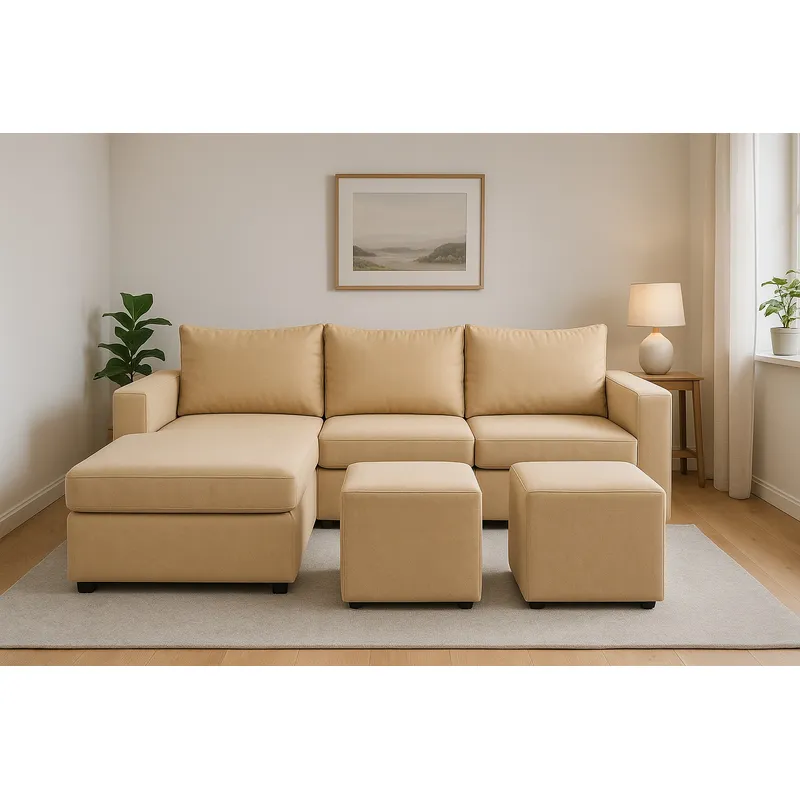 GENERICO - Sofa Seccional 3C Lusso Beige Chaise Lounge Ambos Lados