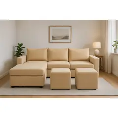 GENERICO - Sofa Seccional 3C Lusso Beige Chaise Lounge Ambos Lados