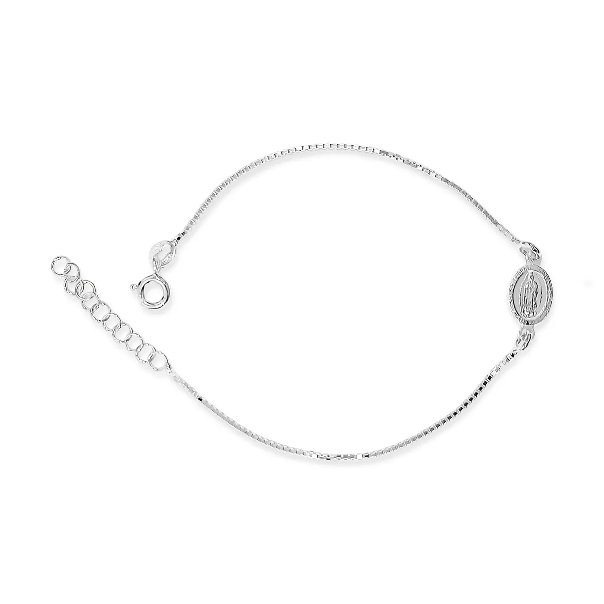 COGGIOLA - Pulsera Medalla Virgen De Guadalupe Borde Plata Fina 925