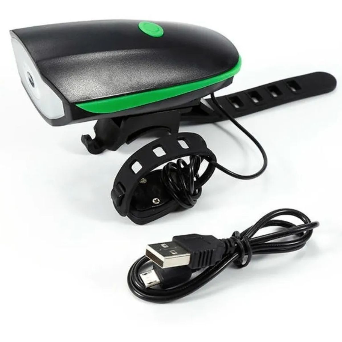 GENERICO - Foco y Bocina para bicicletas Carga Usb Verde