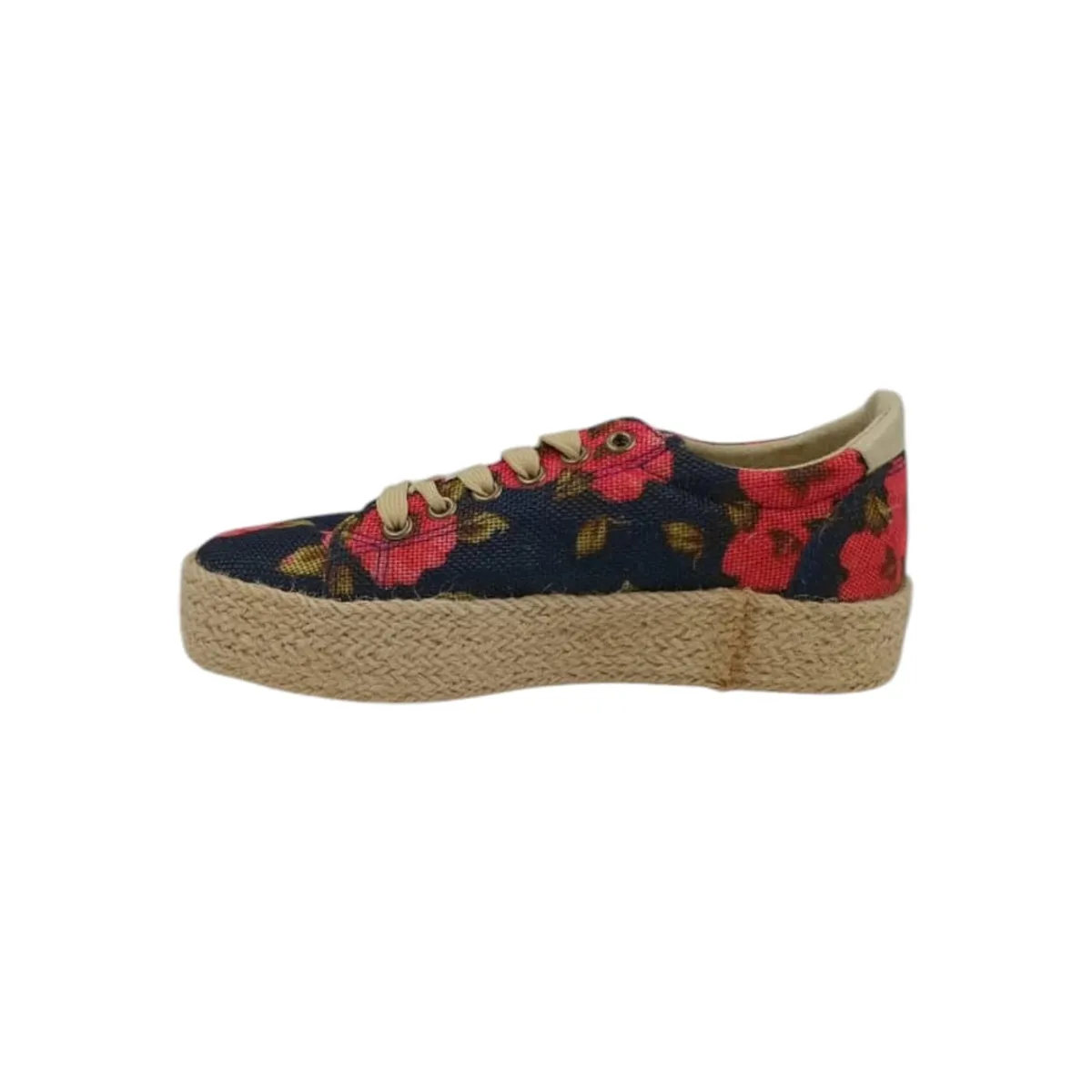 HERIEL - Zapatilla Roja Flores Plataforma
