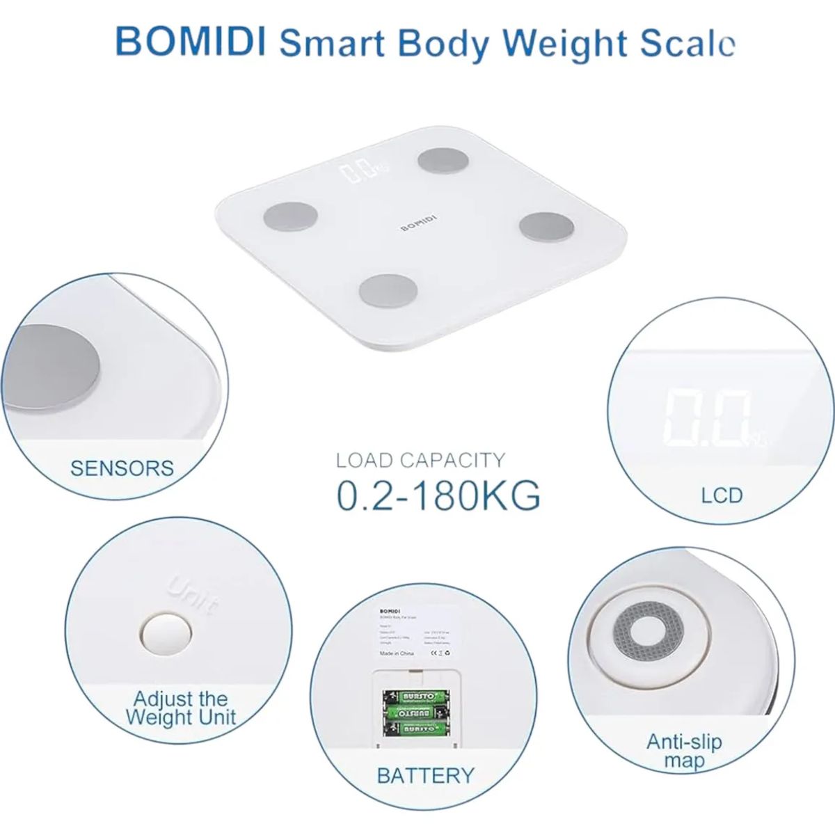 BOMIDI - Balanza BOMIDI Smart Body Composition Scale S1-Blanco