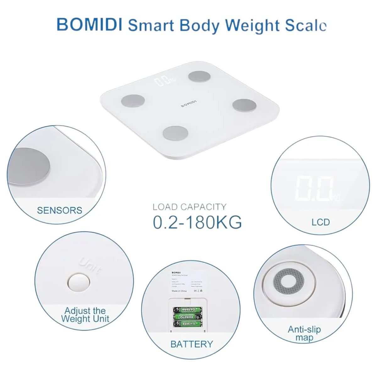 BOMIDI - Balanza BOMIDI Smart Body Composition Scale S1-Blanco