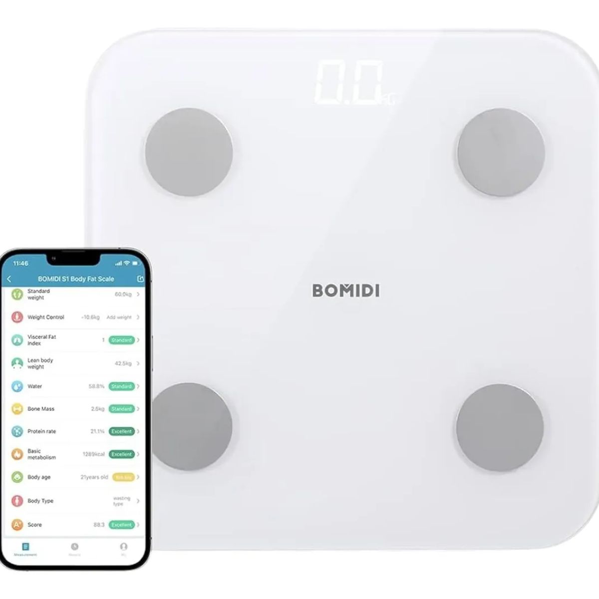 BOMIDI - Balanza BOMIDI Smart Body Composition Scale S1-Blanco