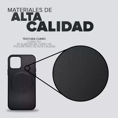 Imagen 2 del producto Carcasa Antigolpes de Cuero Magnetic Para iPhone 13 Pro Max Negro