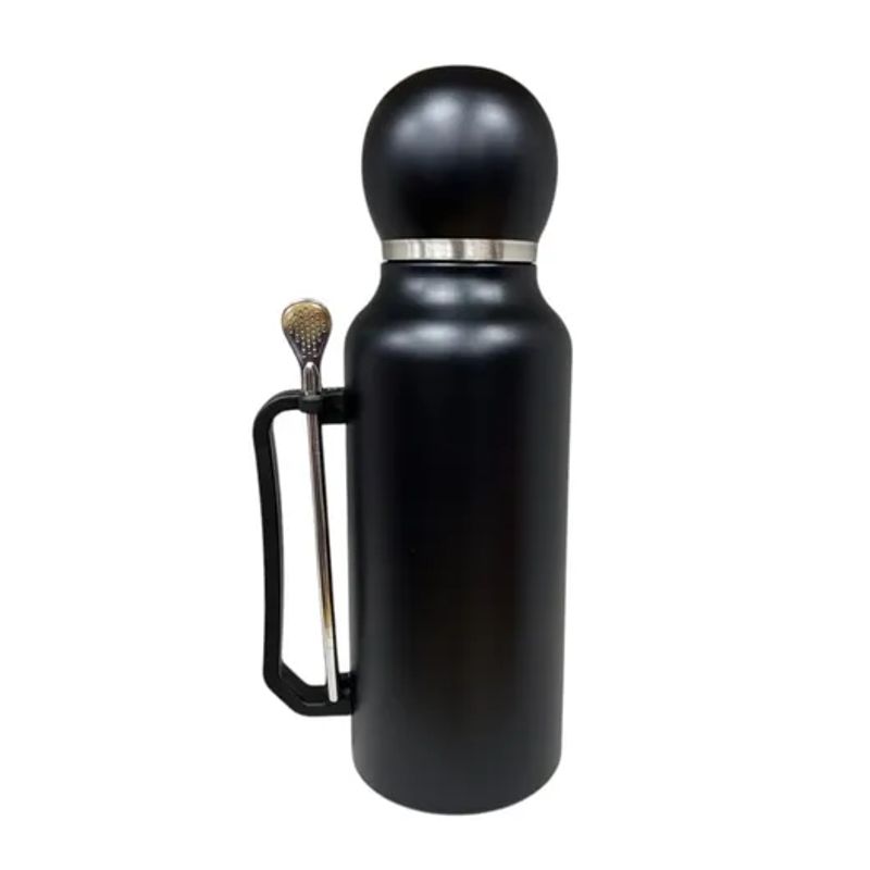 CARIBEE - Termo Matero 1.3 Litros Acero Inoxidable + Mate Y Bombilla Negro