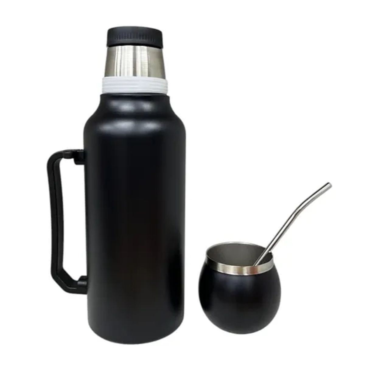 CARIBEE - Termo Matero 1.3 Litros Acero Inoxidable + Mate Y Bombilla Negro