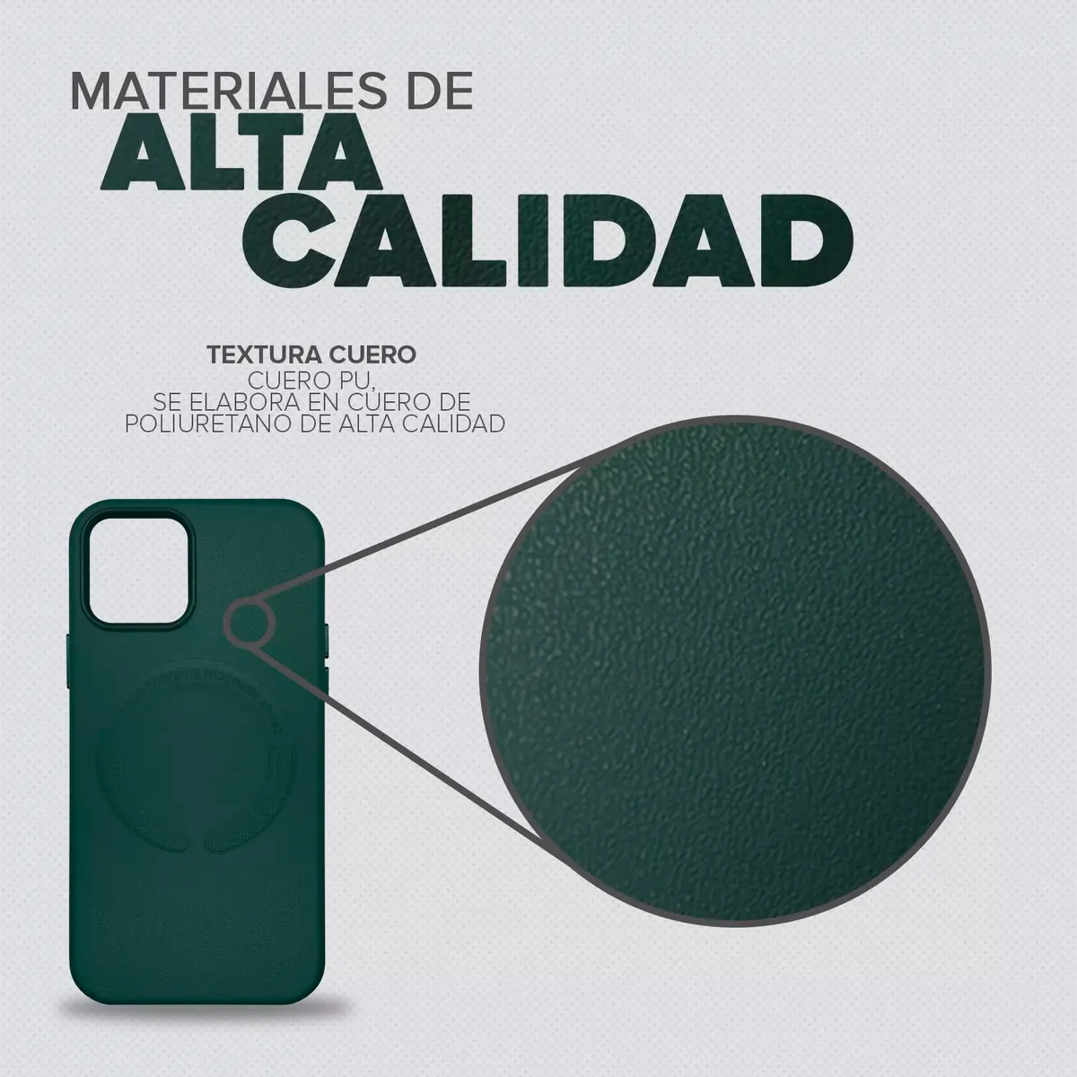 KBOD - Carcasa Antigolpes de Cuero Magnetic Para iPhone 13 Pro Max Verde