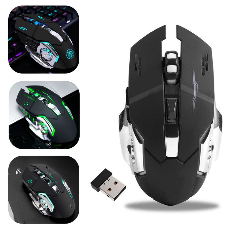 GENERICO - Mouse Gamer Inalambrico Recargable Usb Rgb