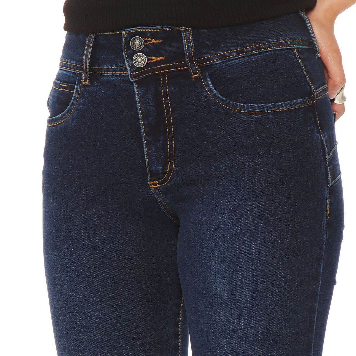 WADOS - JEANS SLIM TIRO ALTO PUSH UP PRETINA MEDIA 2 BOTONES