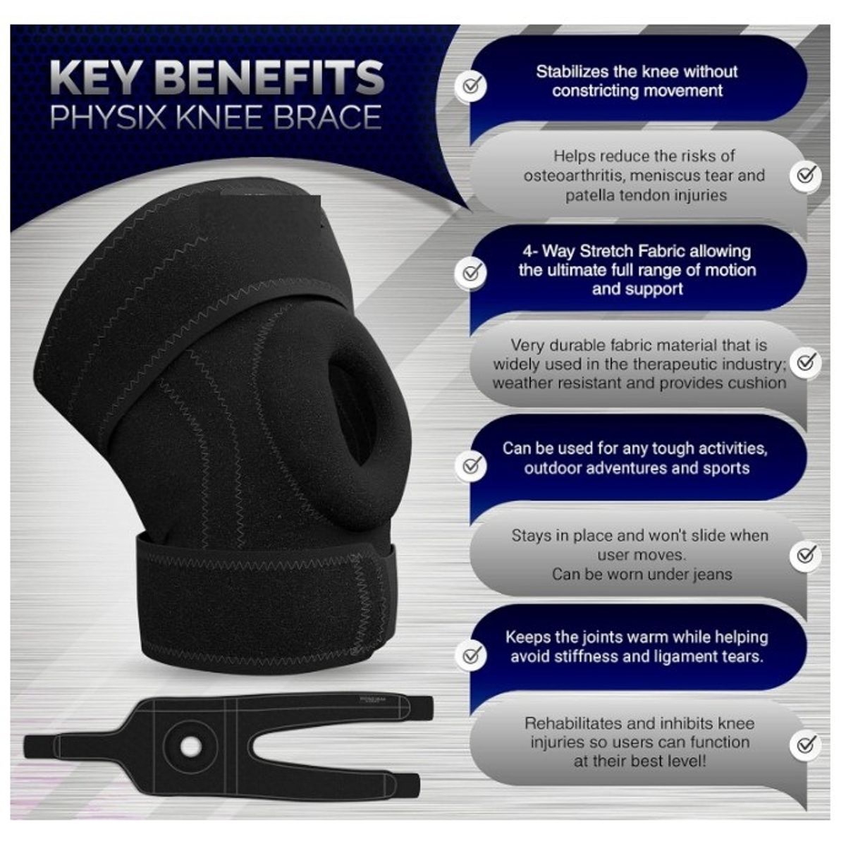 GENERICO - Rodillera Estabilizadora Deportivas De Compresión Ajustable