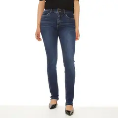 WADOS - JEANS MUJER RECTO TIRO ALTO PRETINA 2 BOTONES PUSH UP