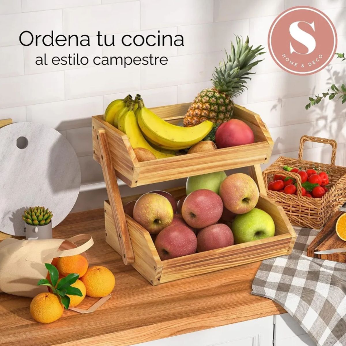 SANTU HOME & DECO - Organizador Estante Frutero Para Cocina De 2 Niveles
