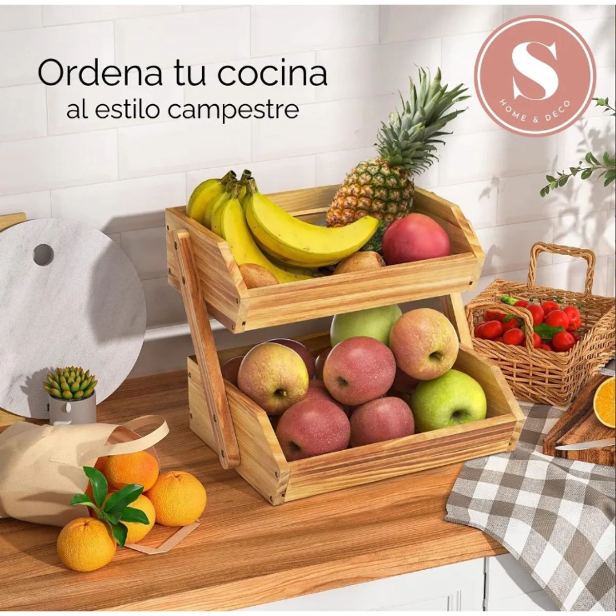 SANTU HOME & DECO - Organizador Estante Frutero Para Cocina De 2 Niveles
