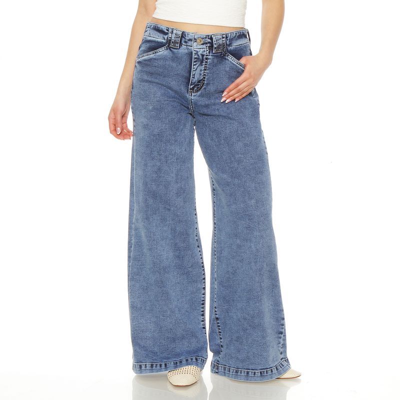 WADOS - JEANS WIDE LEG TIRO ALTO  PRETINA INTERNA 1 BOTON