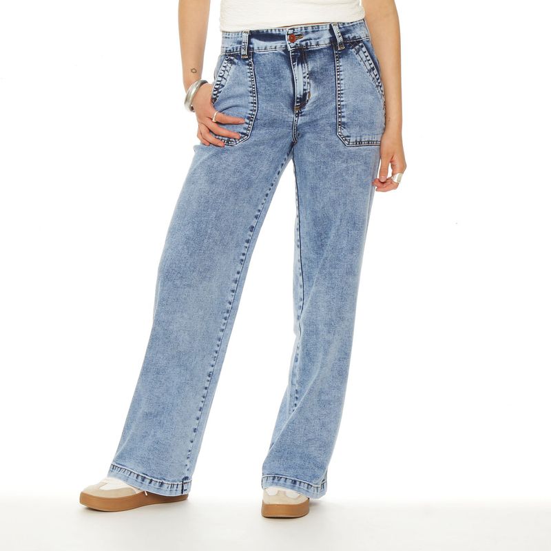 WADOS - JEANS CARGO RECTO TIRO ALTO PRETINA BASICA 1 BOTON