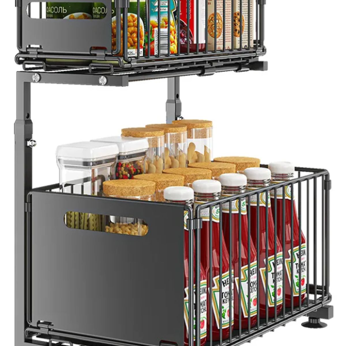 GENERICO - Estante Organizador De 2 Niveles Para Cocina y baño Plegable Negro