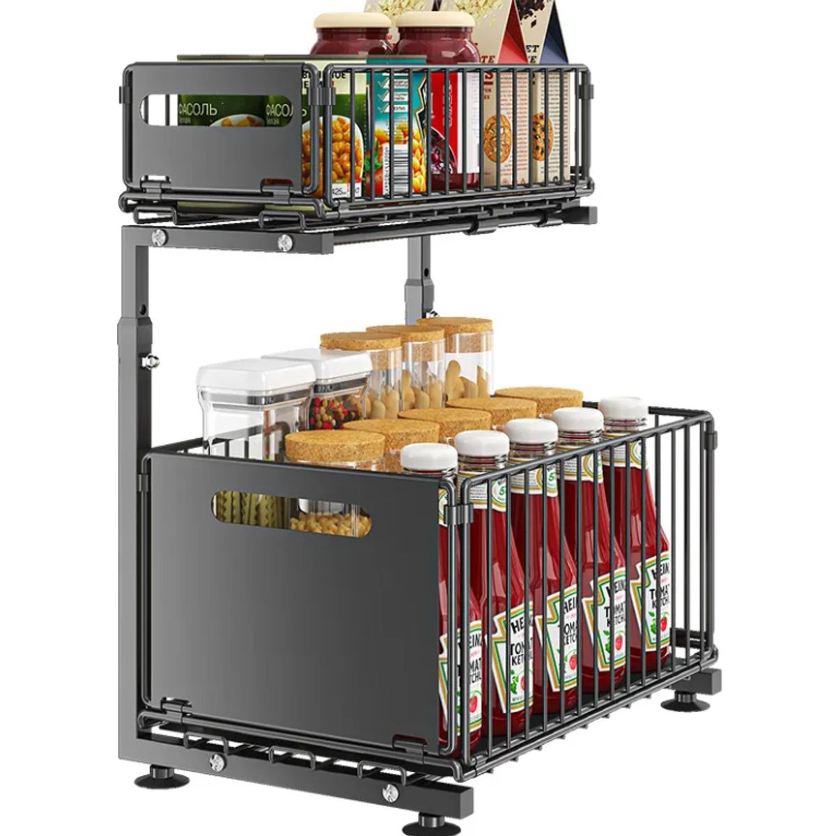 GENERICO - Estante Organizador De 2 Niveles Para Cocina y baño Plegable Negro