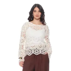 WADOS - SWEATER CROCHET MANGA LARGA ESCOTE REDONDO