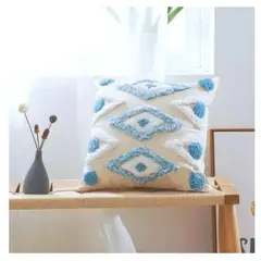 COMPRAPO - Set X 2 Fundas Cojín Boho Rombos Aqua Marine 45x45 cm