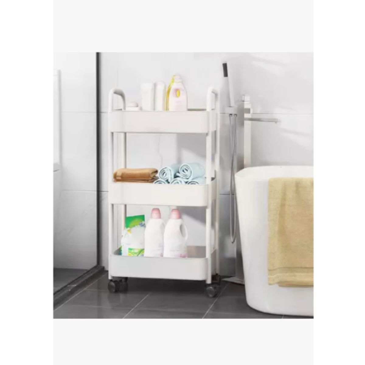 GENERICO - Carro Organizador Ruedas Multiuso 3 Niveles Blanco