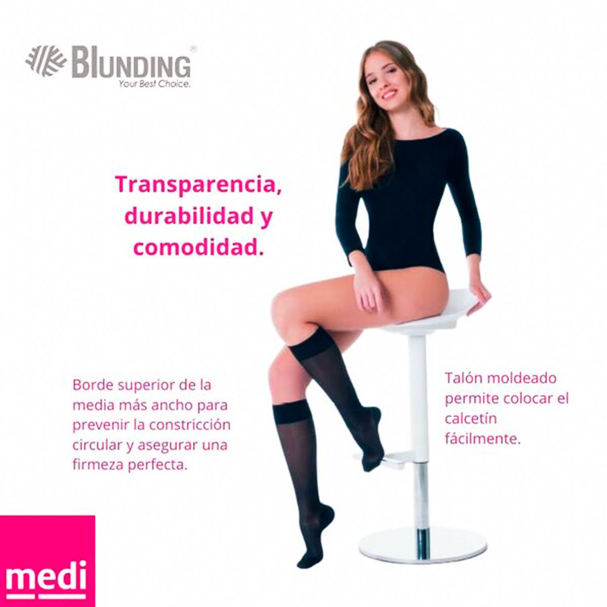 MEDI - Media Calceta Compresiva Calf Woman Swing Beige 140 Den Talla I