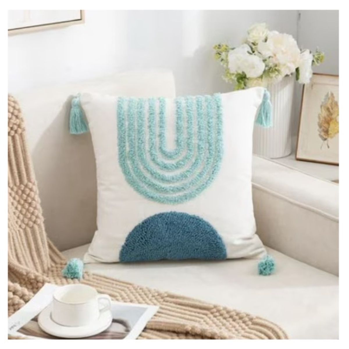 COMPRAPO - Set X 2 Fundas Cojín Minimalista Arcos Aqua Marine 45x45 cm