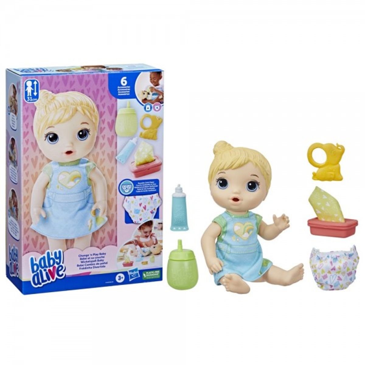 HASBRO - MUÑECA BABY ALIVE BEBÉ CAMBIO DE PAÑAL CABELLO RUBIO
