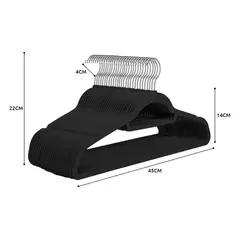VIDITA - Set 30 Colgadores De Ropa Terciopelo Percha Antideslizante Color Negro
