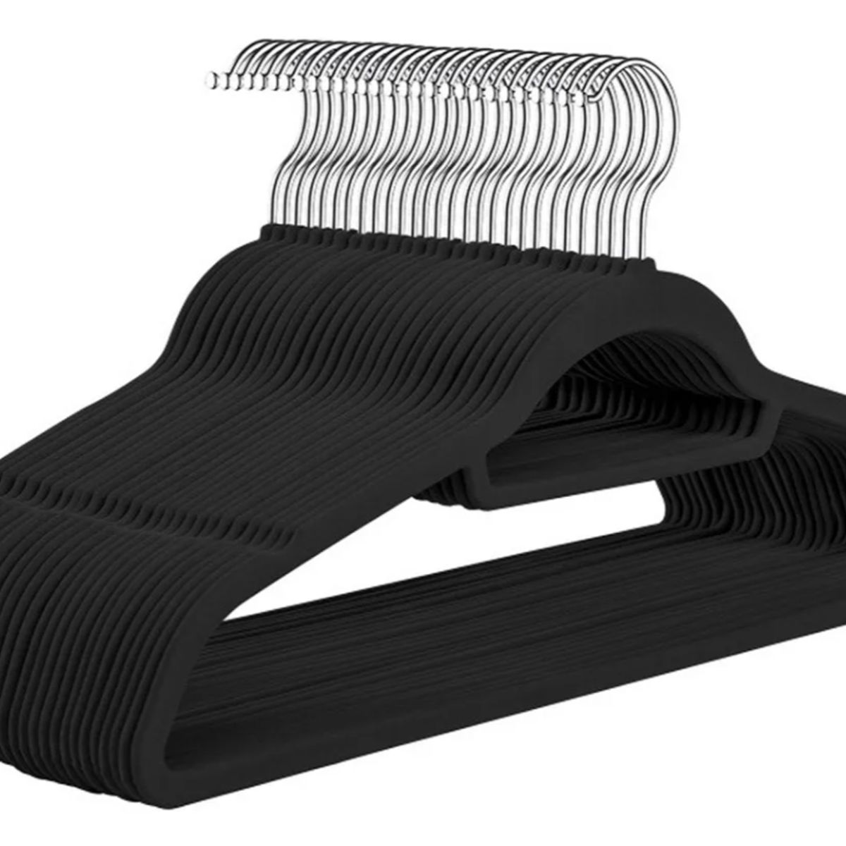 VIDITA - Set 30 Colgadores De Ropa Terciopelo Percha Antideslizante Color Negro