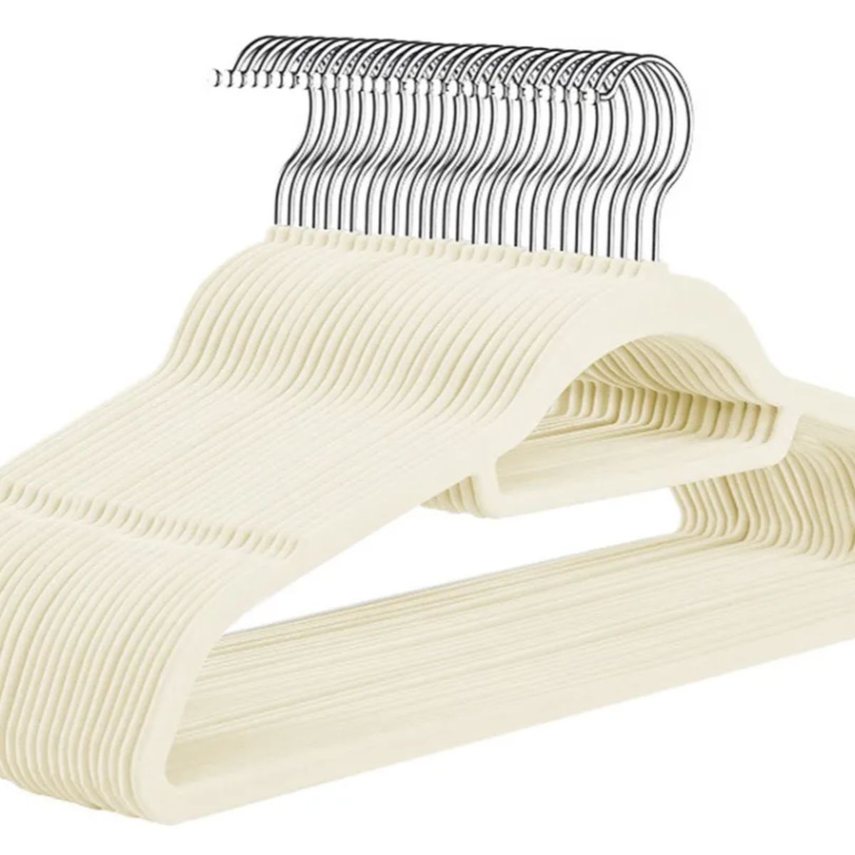 VIDITA - Set 30 Colgadores De Ropa Terciopelo Percha Antideslizante Color Blanco