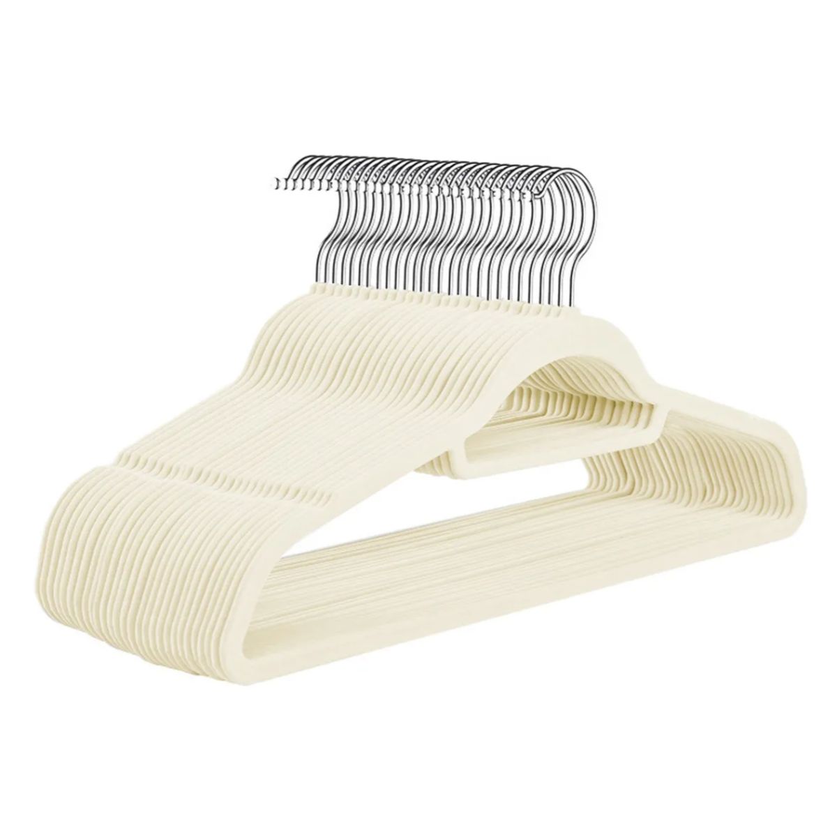 VIDITA - Set 30 Colgadores De Ropa Terciopelo Percha Antideslizante Color Blanco