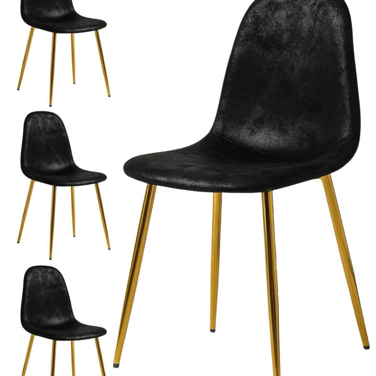 HABITA2 CHILE - Pack 4 Silla de Comedor Murcia Gamuza - Negro