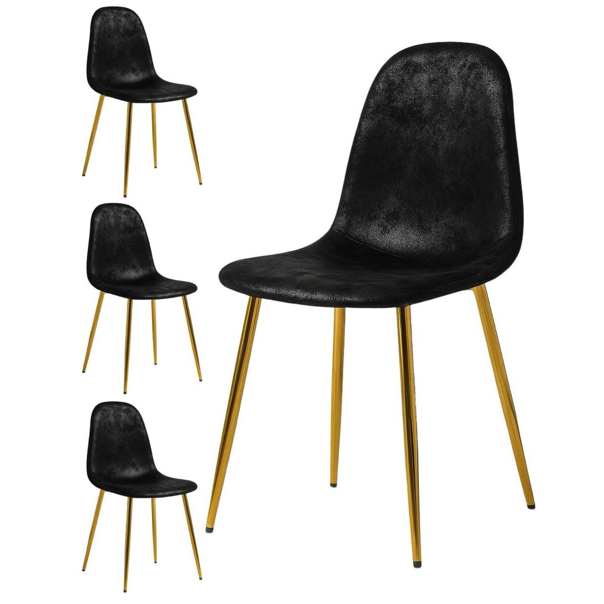 HABITA2 CHILE - Pack 4 Silla de Comedor Murcia Gamuza - Negro