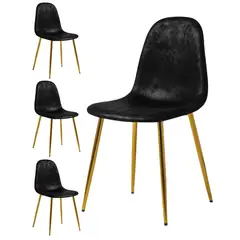 HABITA2 CHILE - Pack 4 Silla de Comedor Murcia Gamuza - Negro