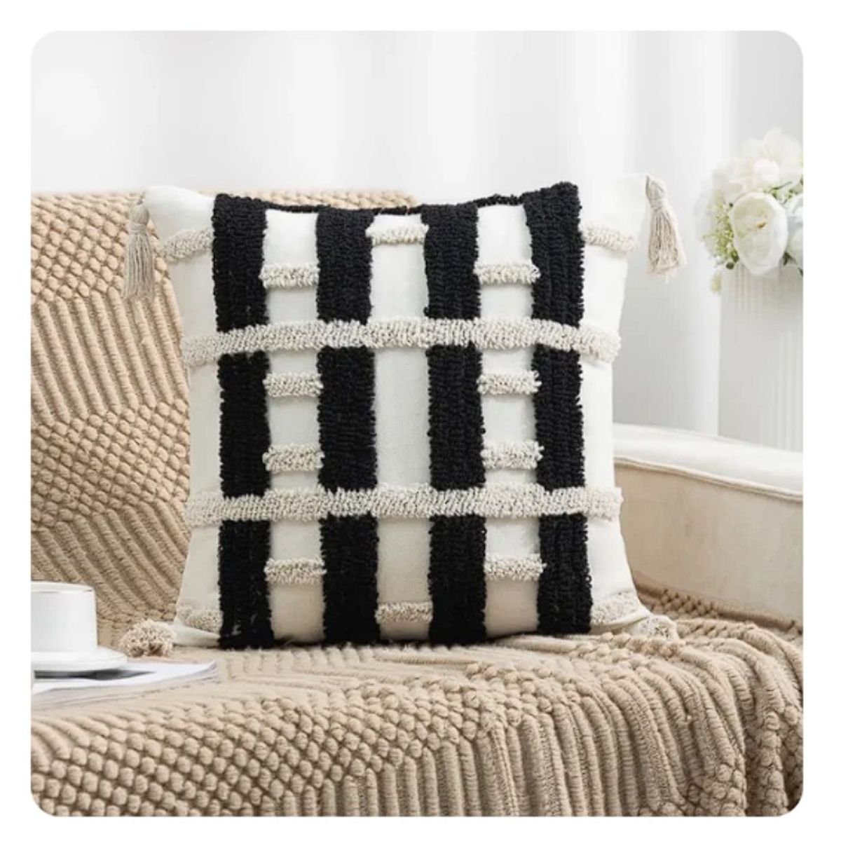 COMPRAPO - Set X 2 Fundas Cojín Boho "Bohemian Black" 45x45 cm