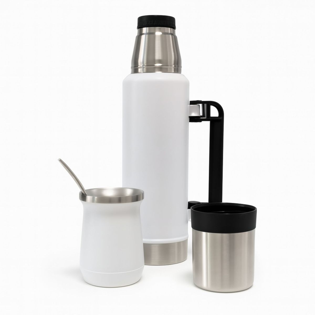BAZUCA - Termo De Agua Frío/calor 1.3 Litros + Mate 236ml Con Bombilla Blanco