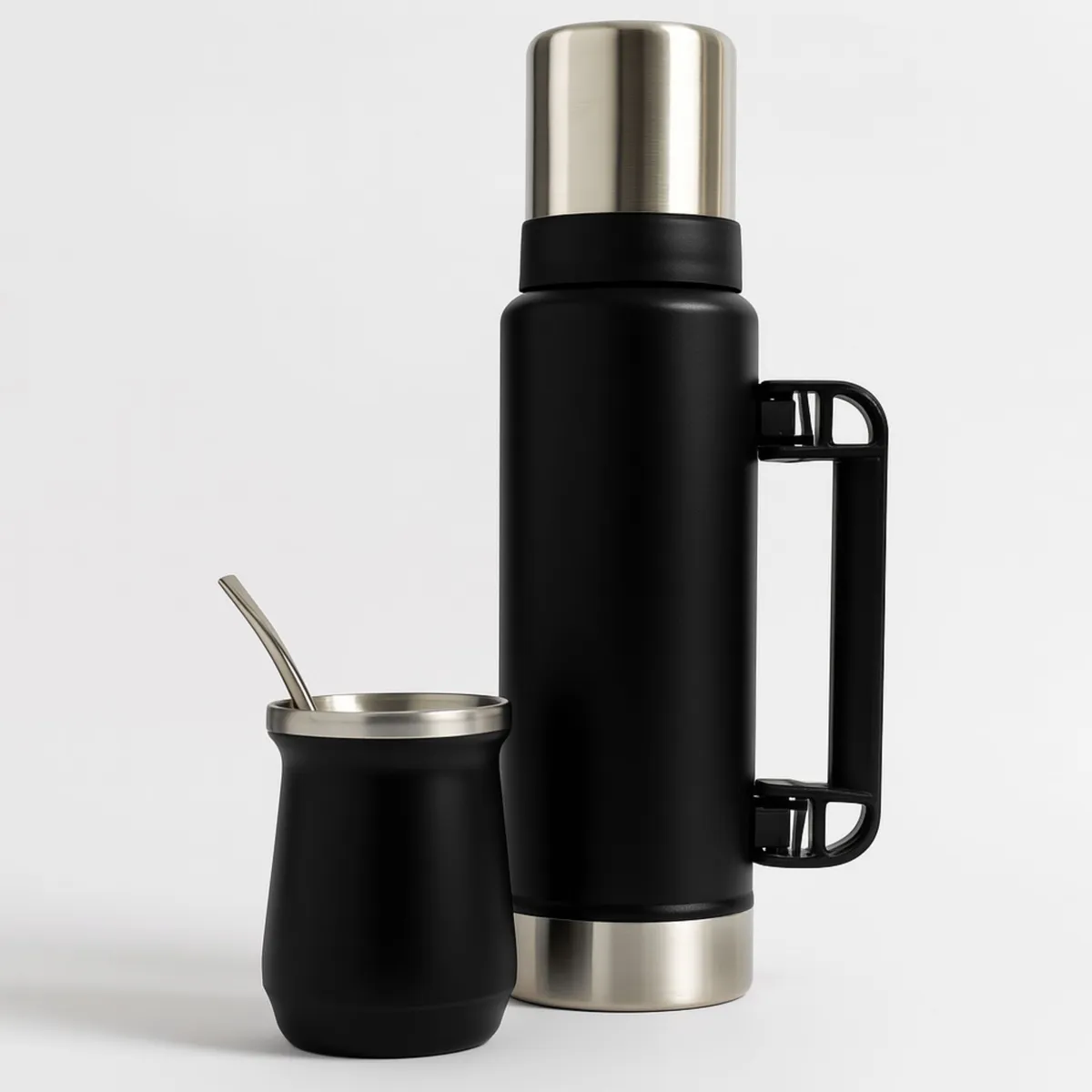 BAZUCA - Termo De Agua Frío/calor 1.3 Litros + Mate 236ml Con Bombilla Negro