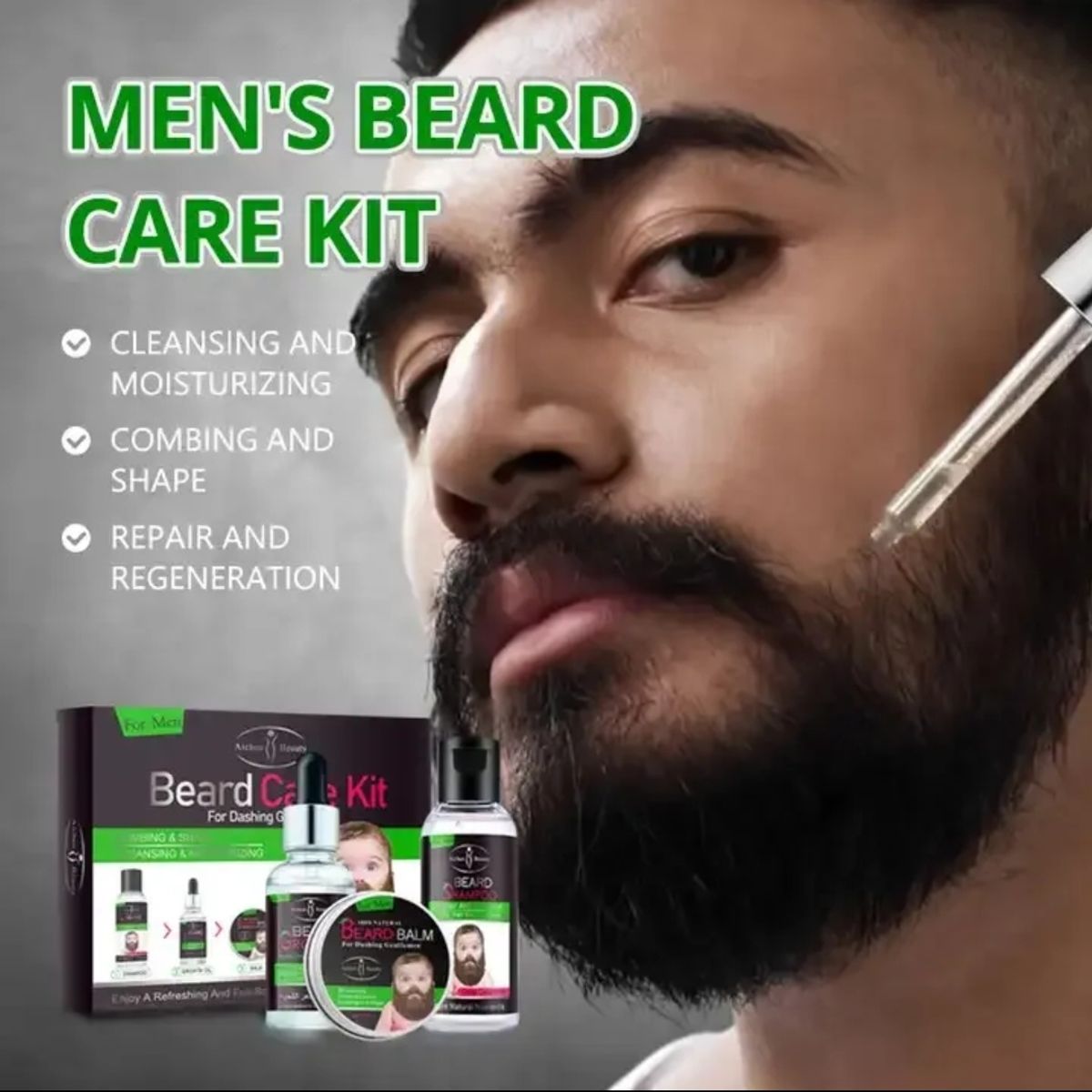 GENERICO - Kit Para Barba Shampoo+Balsamo+Aceite
