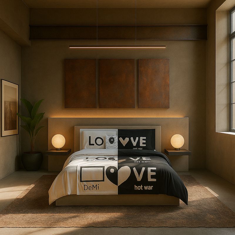 ARMONIA - Set de sábanas cama King de 25 plazas diseño Love Black modelo 624