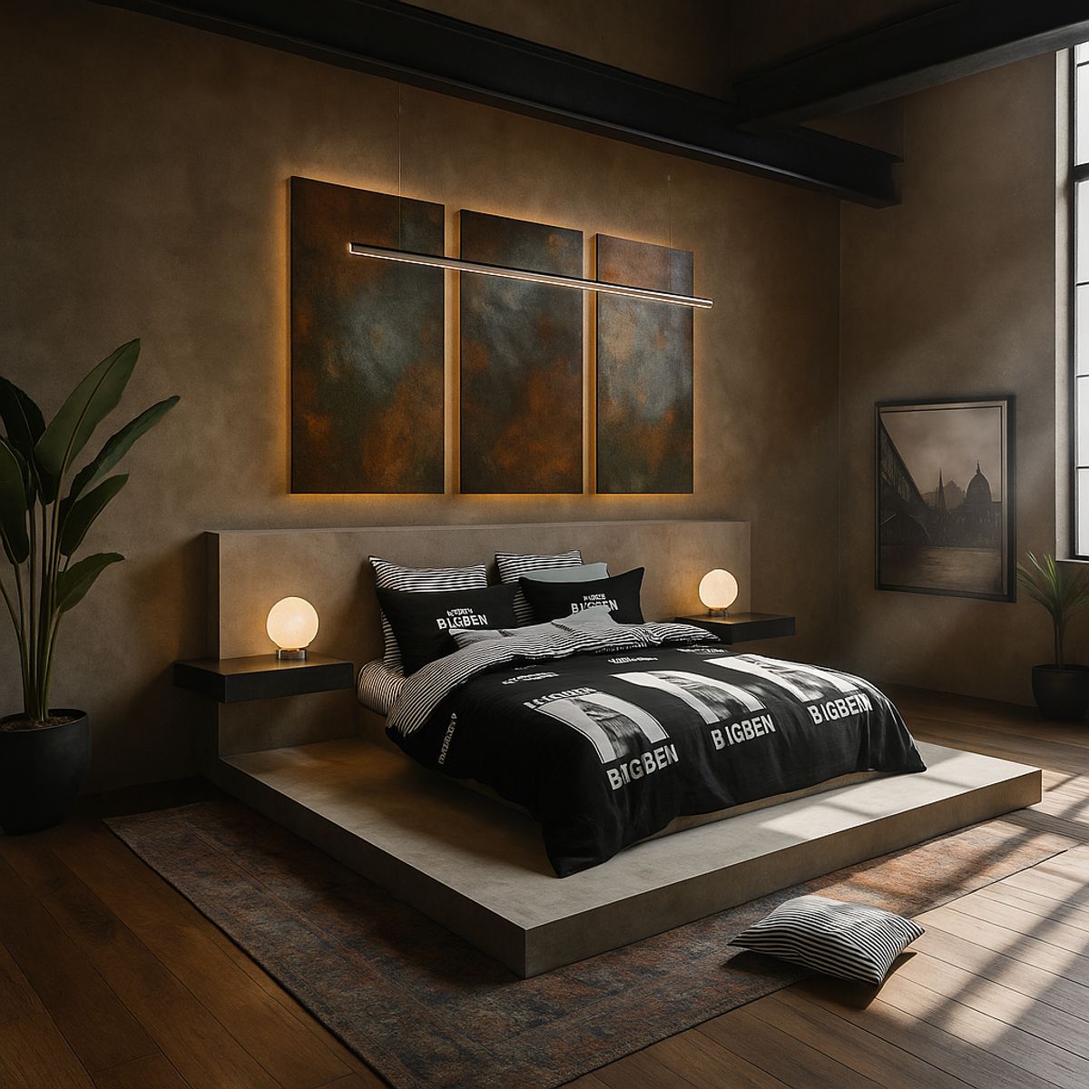 ARMONIA - Juego de cama cama Queen de 2 plazas diseño London Big Ben modelo 628