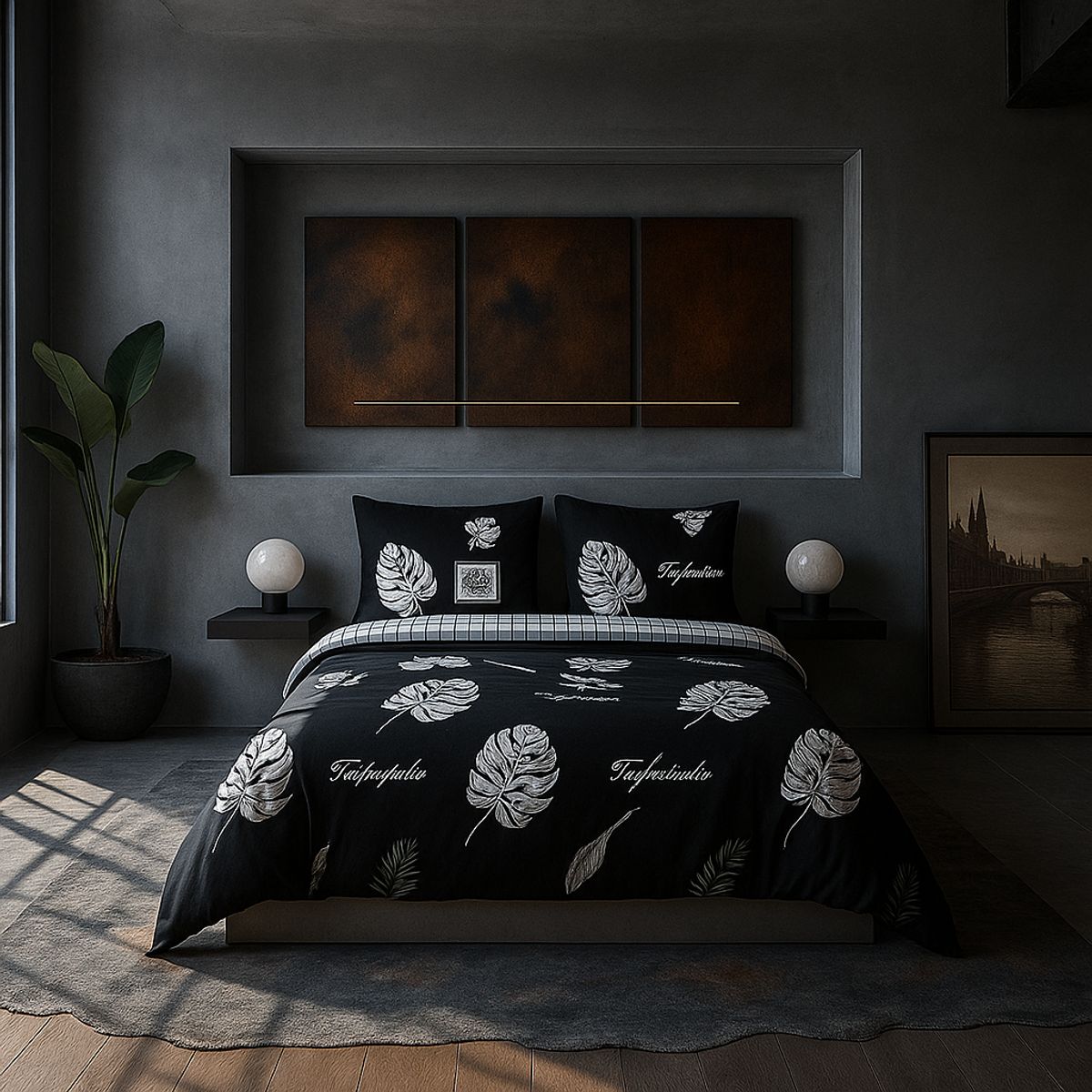 ARMONIA - Juego sabanas 2 plazas Queen diseño Hojas modelo 629