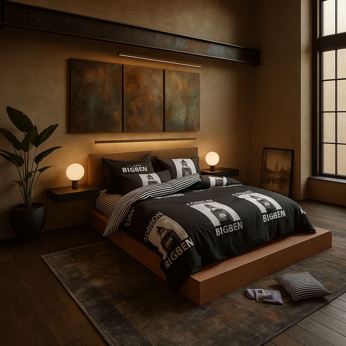 ARMONIA - Juego de sábanas 25 plazas King diseño London Big Ben modelo 628