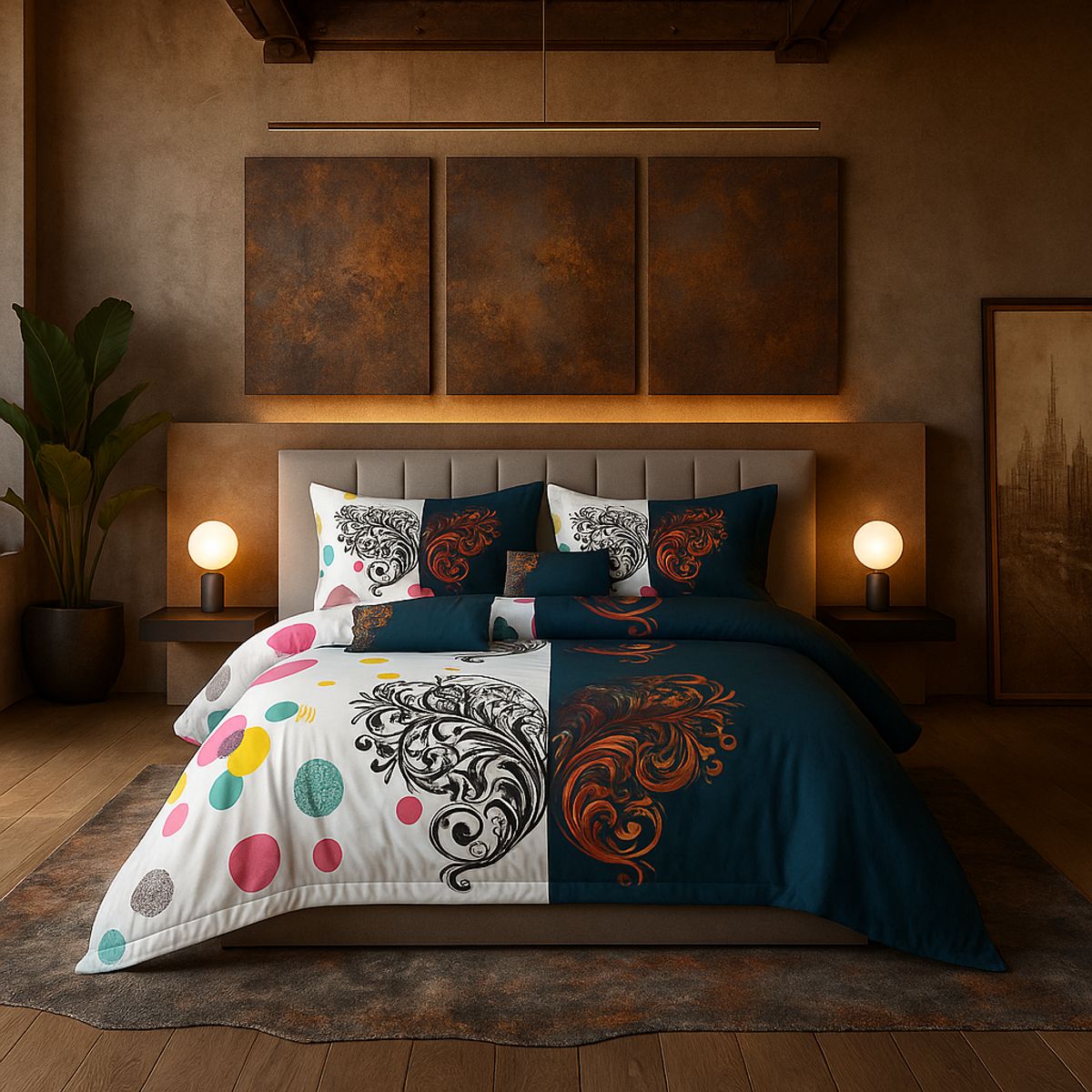 ARMONIA - Juego de cama 2 plazas Queen diseño Trival Mariposa modelo 632