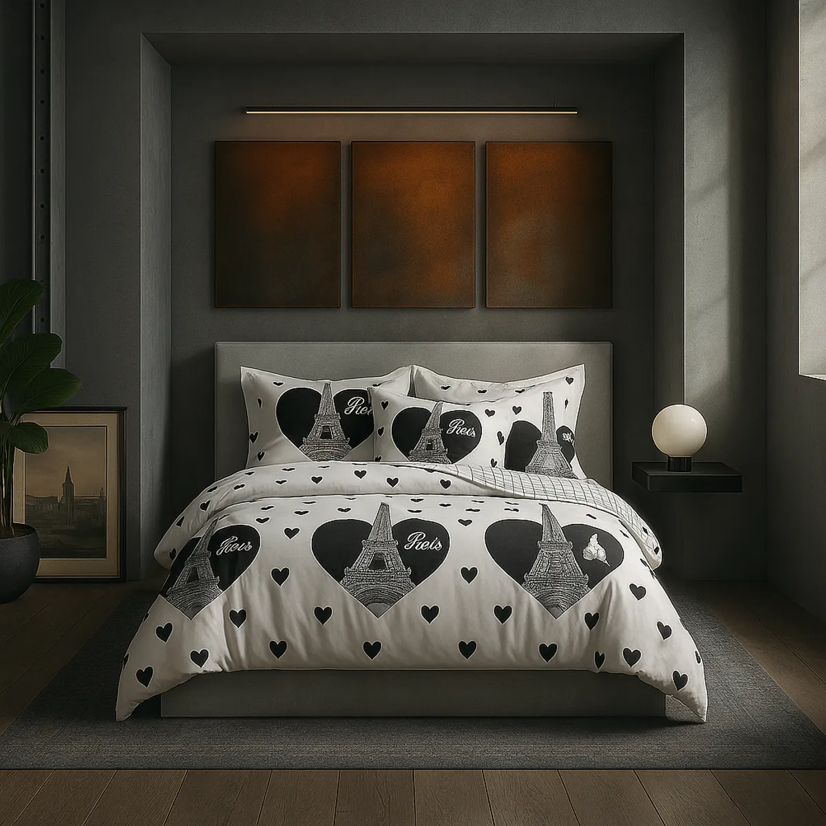 ARMONIA - Juego de cama cama Queen de 2 plazas diseño Torre Paris modelo 633