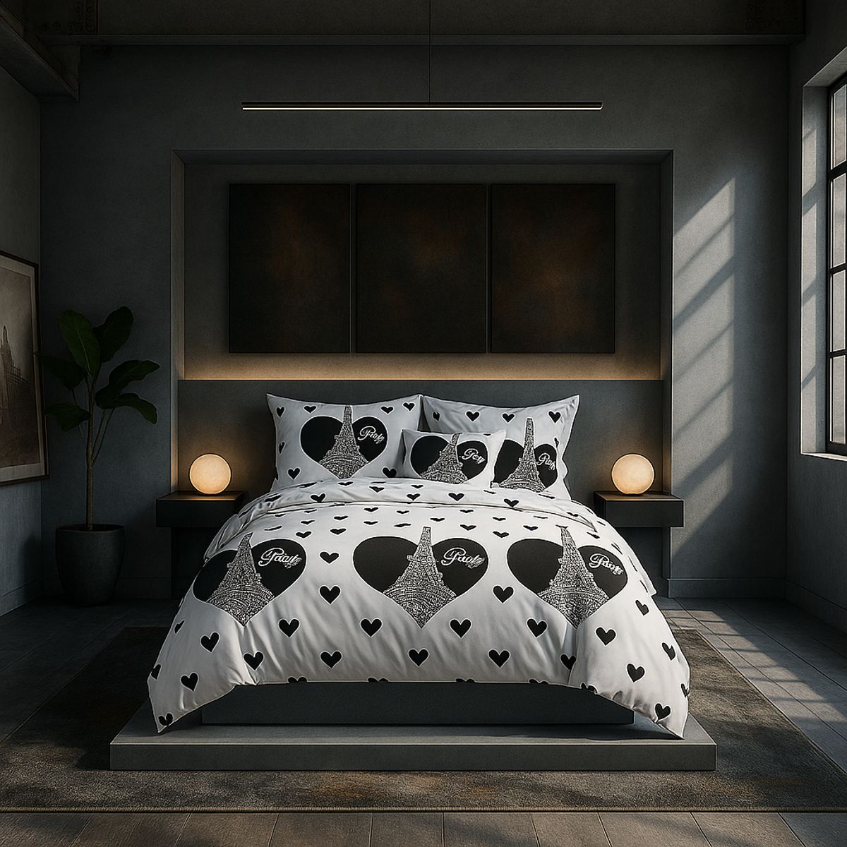 ARMONIA - Juego de cama 2 plazas Queen diseño Torre Paris modelo 633